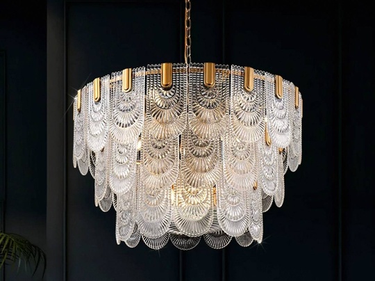 Люстра подвесная, медь, стекло, DOGU 100*50, металл, Е14.