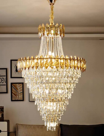 Люстра подвесная, золото, кристалл, WOLF 150*260 металл, E14.