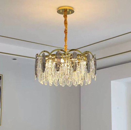 Люстра подвесная, медь, пепельный, кристалл, GUMUS 80*28, металл, Е14.