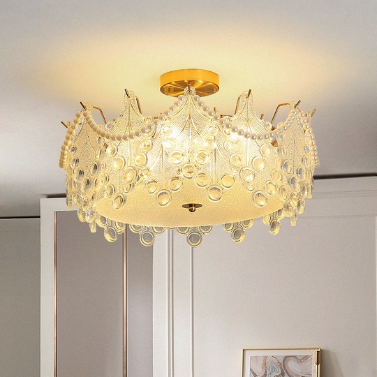 Люстра подвесная, медный, стекло, MARTHA 40*22, металл, E14.