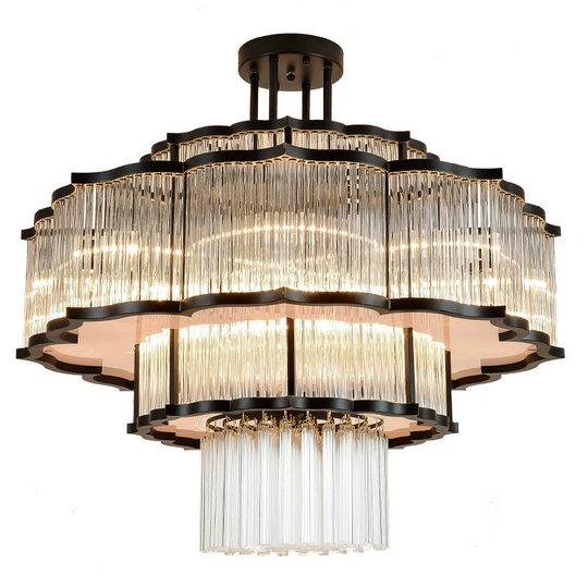 Люстра подвесная, черный, стекло, AYCAN 60*60, металл, E14.