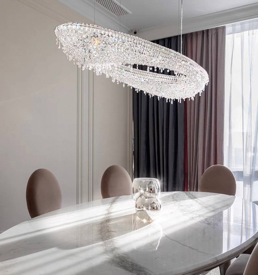 Люстра подвесная, серебро, хрусталь, ZOE 180*91*28 металл, G9.