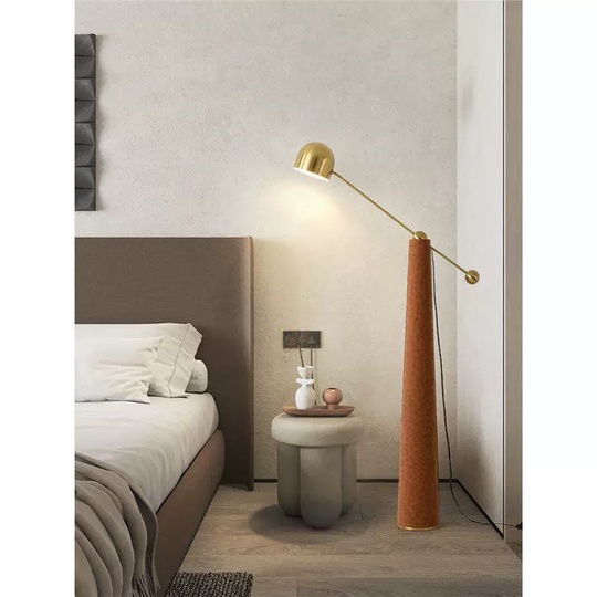 Торшер коричневый Aurexis, 85*175 см, LED, E27, кожа, металл, 14 Вт