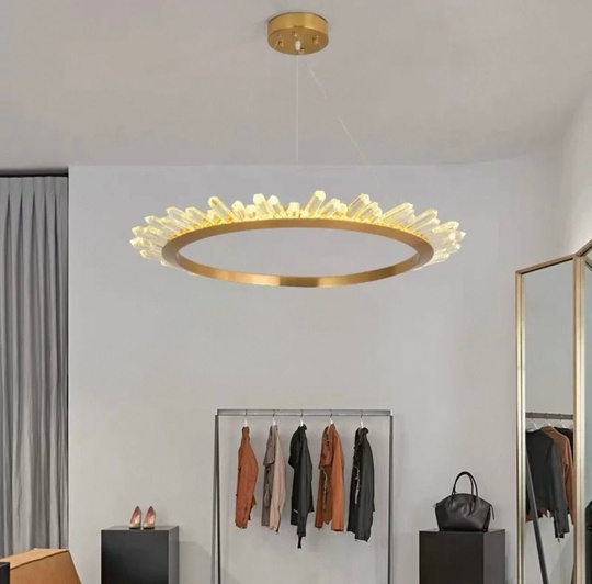 Люстра подвесная, золото, кристалл, KESTER 40*12 металл, LED.