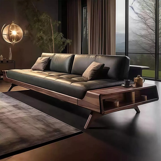 Диван прямой черный орех, в итальянском стиле, 220 см