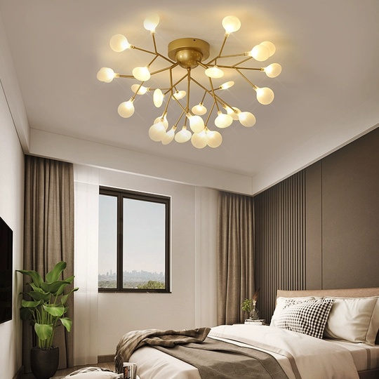 Люстра золотая Mira металл, стекло матовое, 97*57 см, G4