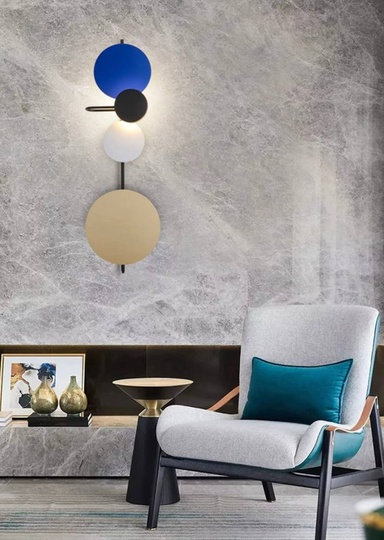 Настенный светильник, БРА HAKAN 18*55, синий, металл, LED.