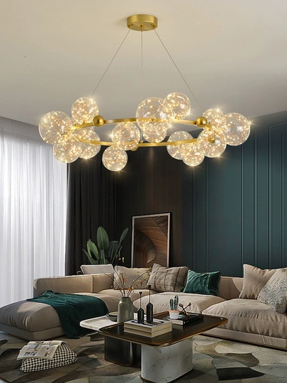 Люстра подвесная, золото, стекло, CHAT GOLD 120*32, металл, LED