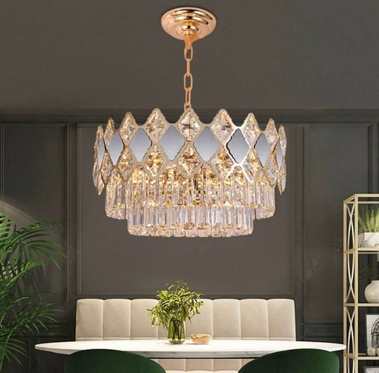 Люстра подвесная AKEL 80*32 золото, стекло, металл, Е14.