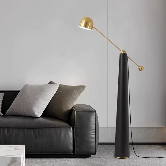 Торшер черный Aurexis, 85*175 см, LED, Е27, кожа и металл, 14 Вт