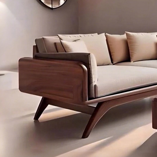 Прямой диван Morris темный орех, ткань, 230*85*80 см