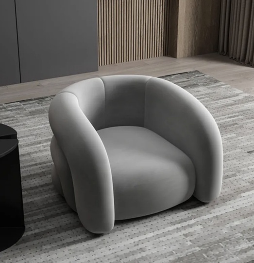 Кресло темно серое мягкое из ворсовой ткани, 88х84х70