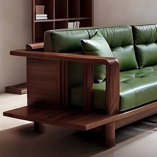 Прямой диван Morgan темный орех, кожа, 260*85*85 см