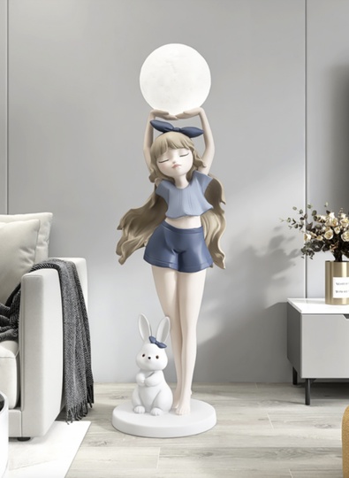 Торшер девушка с шаром купить Bunny Girl. Светодиодный, E27, Стекло, 120*36 см. Напольный светильник
