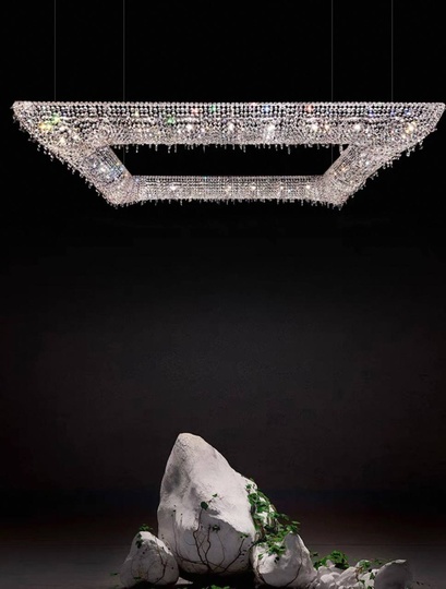 Люстра подвесная, серебро, хрусталь, SUSAN 60*60*22 металл, G9.