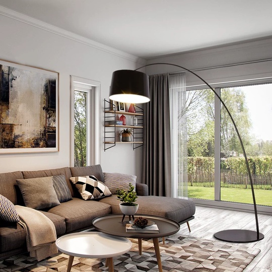 Торшер черный Ellivra, 200*220 см, LED, Е27*3, металл, 24 Вт