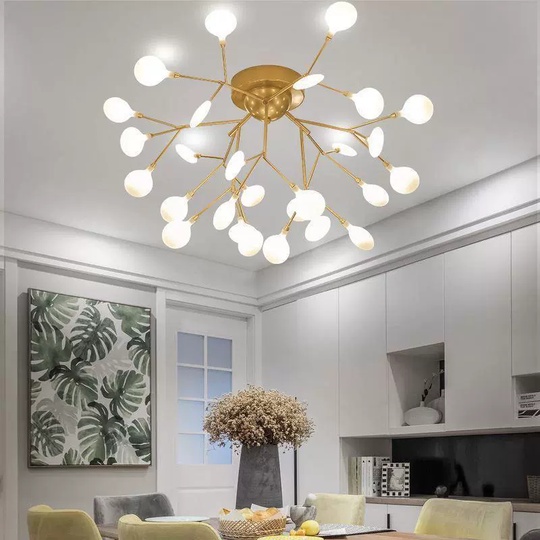 Люстра золотая Mira металл, стекло матовое, 80*45 см, G4