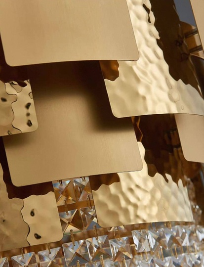 Люстра подвесная золотая Alvirox, металл, хрусталь, 78*58 см, E14