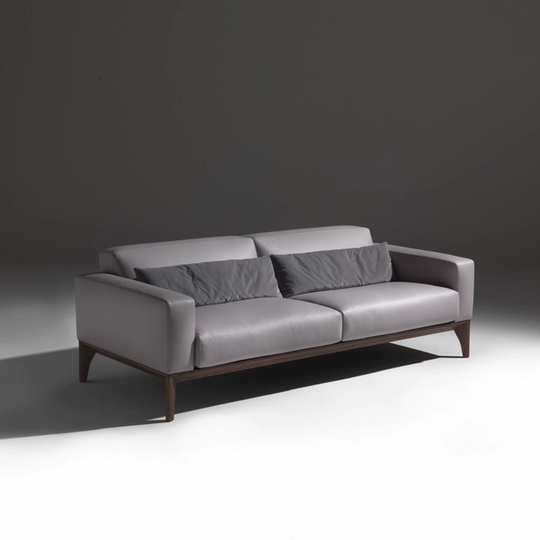 Прямой диван Molly темный орех, кожа, 220*95*76 см