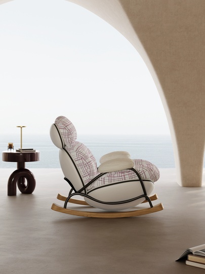 Кресло качалка с пуфом Amarone, бежевая, 98*100*84