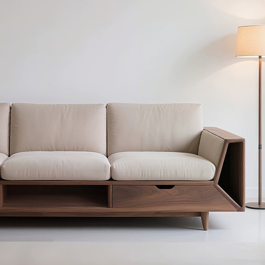 Прямой диван Adrian ясень орех, ткань, 240*85*80 см