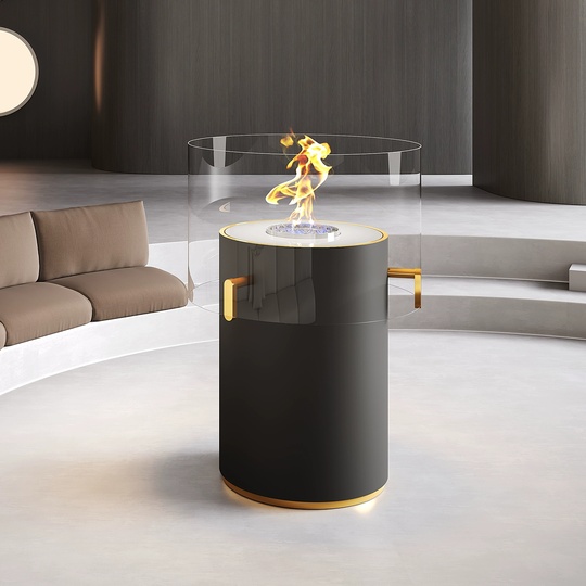 Дизайнерский напольный камин, черный Aerilyze, жидкостный, 60*150 см