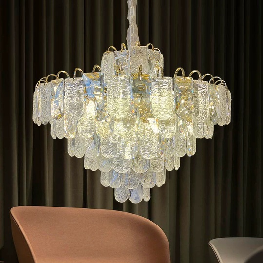 Люстра подвесная, золото, хрусталь, THOMAS 80*57 металл, E14.