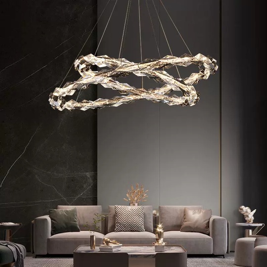 Люстра подвесная, медный, кристалл, AYLIN 60+80, металл, LED.