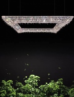 Люстра подвесная, серебро, хрусталь, SUSAN 120*120*28 металл, G9.