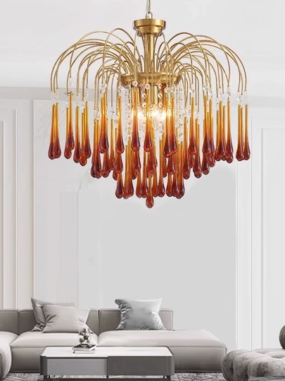 Люстра подвесная, бронза, стекло, NORTON 45*52 металл, E14.