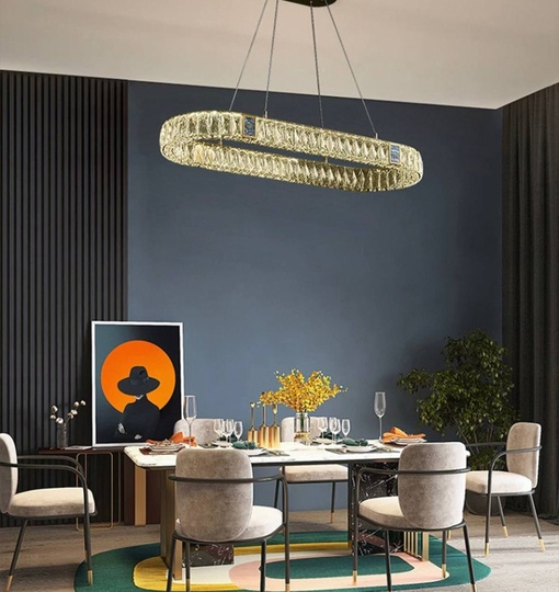 Люстра подвесная CEVHER 120*150 золотой, хрусталь, металл, LED.