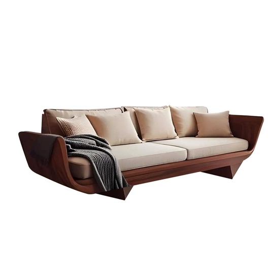 Прямой диван Catherine темный орех, кожа, 240*85*80 см