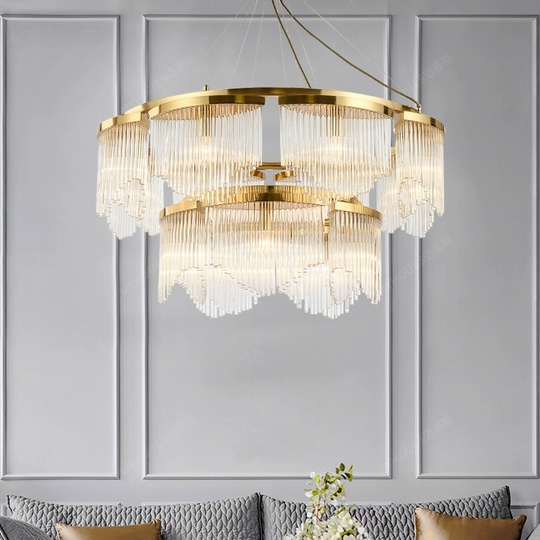 Люстра подвесная, золото, хрусталь, LATESHA 80*58, металл, E14.