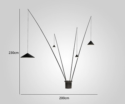 Напольный светильник 4 плафона черный North Vibia3, E27, 20 Вт