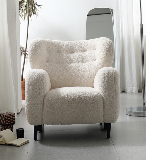 Кресло мягкое белого цвета ROSE, 89х81х87