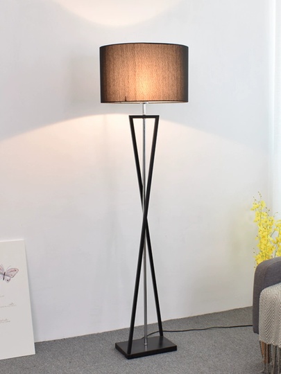 Торшер, серебро, черный, Shaula 160*45, светодиодный, Е27,  металл, ткань