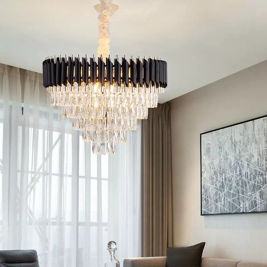 Люстра подвесная, черный, стекло, OPULENCE 75*50, металл, E14.