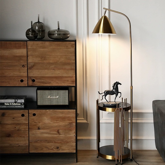 Торшер бронза Evolvix, 50*150 см, LED, Е27, металл и мрамор, 14 Вт