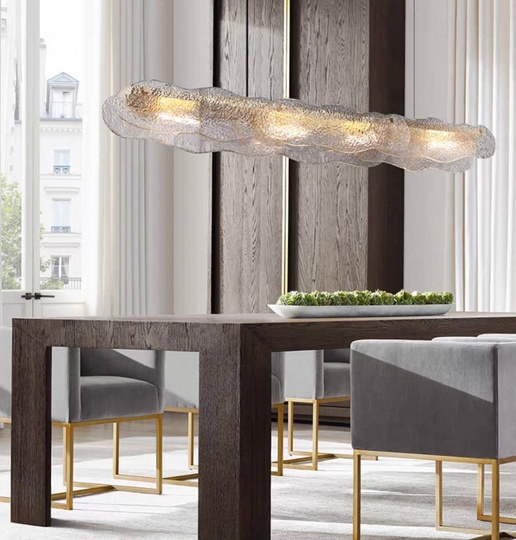 Светильник подвесной бронзовый Alephoid, металл, стекло, трос 150 см, 90*13 см, Е14