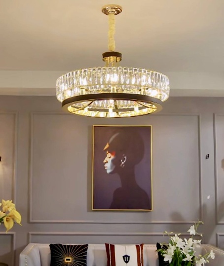 Люстра подвесная BILGEHAN 60*35 золото, кристалл, металл, LED.