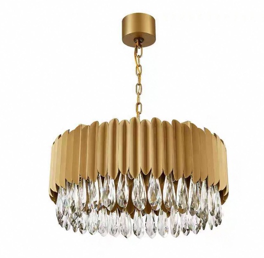Люстра подвесная, золото, хрусталь, LUCY 80*30, металл, E14.