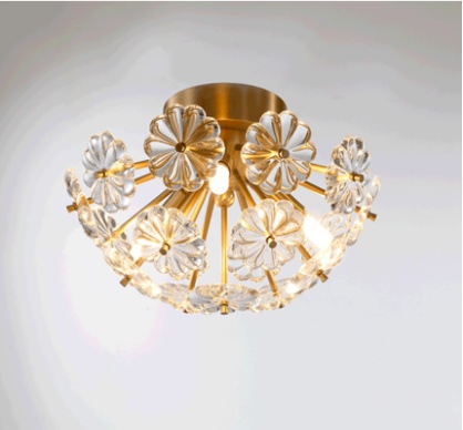 Дизайнерский светильник медный 32*16 см, led, e14, медь, хрусталь, потолочный, китай