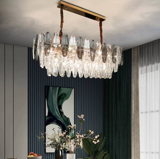 Люстра подвесная BEREN 100*37 дымчатый, стекло, металл, Е14.