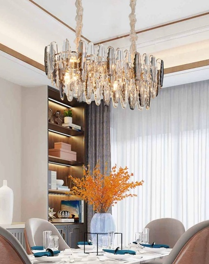 Люстра подвесная BEREN 100*37 дымчатый, стекло, металл, Е14.