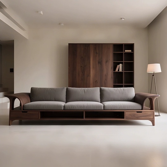 Прямой диван Eva темный орех, ткань, 260*85*80 см