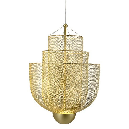 Люстра подвесная, золото, металл-сетка, HALSEY 45*57, металл, LED.