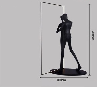 Напольный светильник черный. NIM GLASS - человек с рамкой, 2 м, LED, 90 Вт
