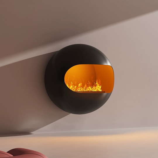 Настенный 3D камин, черный, Luxer 80*80 см