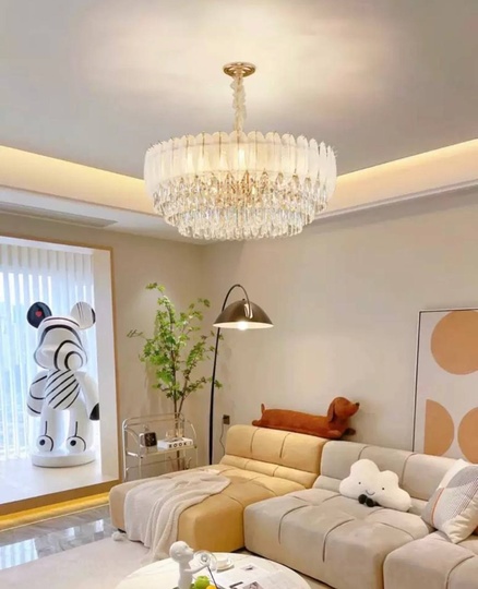 Люстра подвесная AKCICEC 60*35 белый, золото, стекло, металл, Е14.