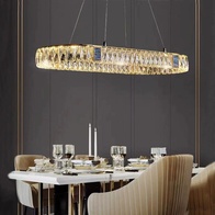 Люстра подвесная CEVHER 100*150 золотой, хрусталь, металл, LED.